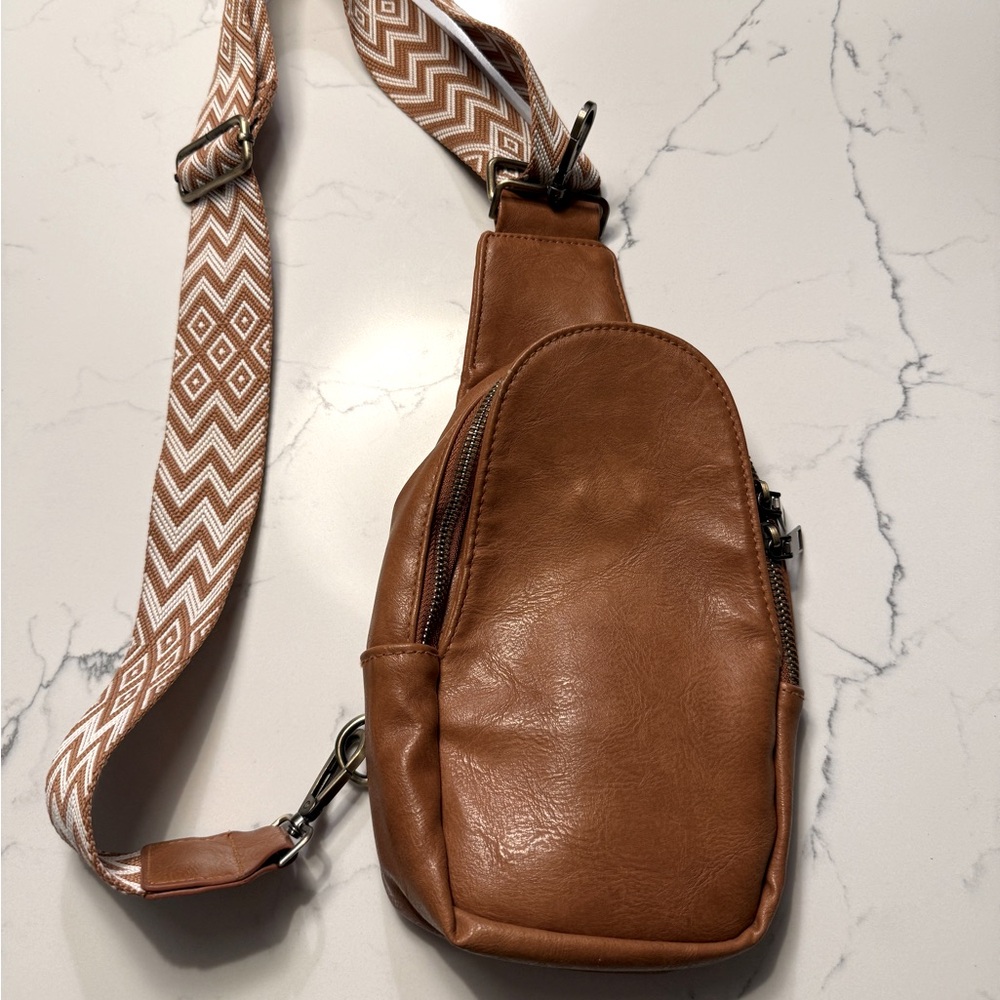 Brown vegan Leather Crossbody Bag